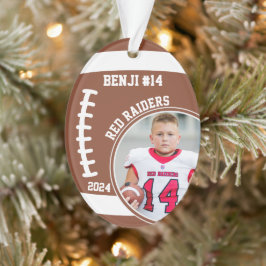 Voetbalspeler Naam Nummer Foto Aandenken #14 Ornament
