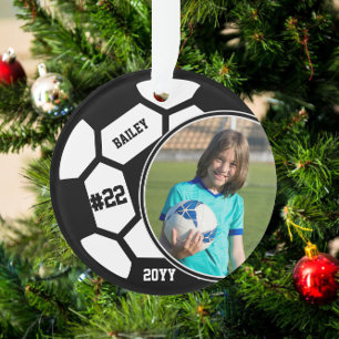Voetbalspeler Naam Nummer Foto Aandenken Ornament