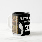 Voetbalspeler Naam Nummer Team 2 Foto's Tweekleurige Koffiemok (Voorkant links)