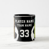 Voetbalspeler Naam Nummer Team 2 Foto's Tweekleurige Koffiemok (Center)