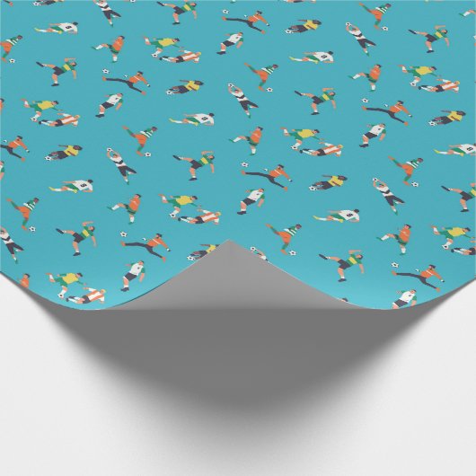 Voetbalspeler Patroon Cadeaupapier (Hoek)