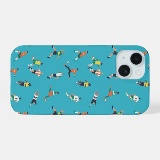 Voetbalspeler Patroon iPhone 15 Case (Achterkant horizontaal)