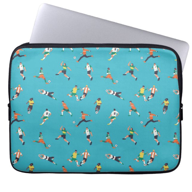 Voetbalspeler Patroon Laptop Sleeve (Voorkant)