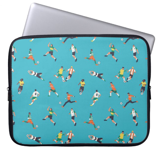Voetbalspeler Patroon Laptop Sleeve (Voorkant)