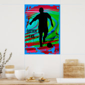 Voetbalspeler & Radicale regenboog Poster (Keuken)