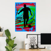 Voetbalspeler & Radicale regenboog Poster (Thuiskantoor)