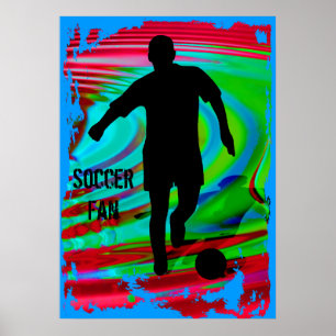 Voetbalspeler & Radicale regenboog Poster