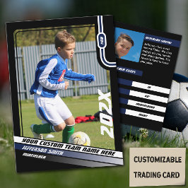 Voetbalspeler Ruilkaart in Zwart Blauw Contactkaartje