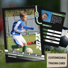 Voetbalspeler ruilkaart in zwart groen contactkaartje