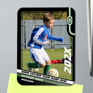 Voetbalspeler Ruilkaart in Zwart Groen Magneet