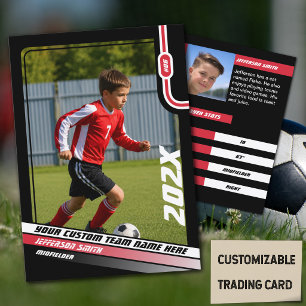 Voetbalspeler ruilkaart in zwart rood contactkaartje