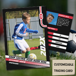 Voetbalspeler ruilkaart in zwart rood contactkaartje
