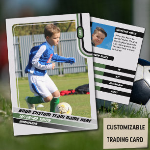 Voetbalspeler Ruilkaart Lichtgrijs Groen Contactkaartje