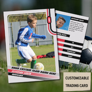 Voetbalspeler Ruilkaart Lichtgrijs Rood Contactkaartje