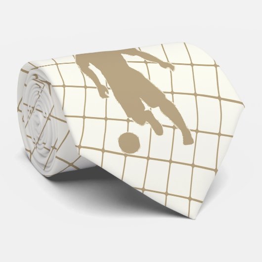 Voetbalspeler Schoppen Bal Tan Check stropdas 2 (Opgerold)