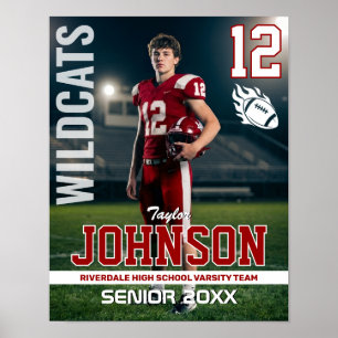 Voetbalspeler Senior Night Aangepaste Foto Sport Poster
