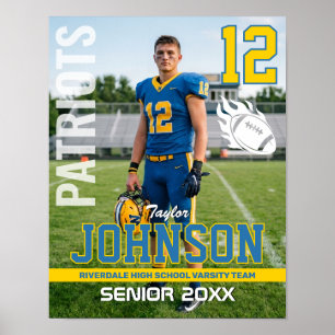 Voetbalspeler Senior Night Aangepaste Foto Sport Poster