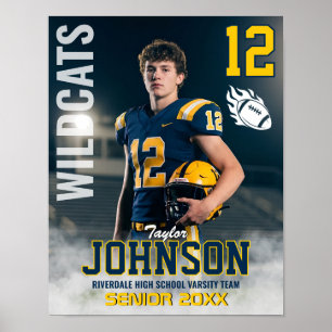 Voetbalspeler Senior Night Aangepaste Foto Sport Poster