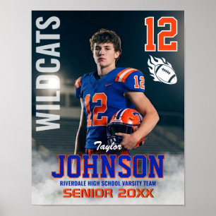 Voetbalspeler Senior Night Aangepaste Foto Sport Poster
