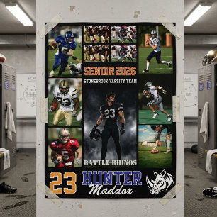 Voetbalspeler Senior Night Foto Collage Sport Poster