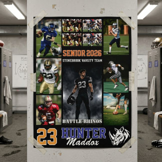 Voetbalspeler Senior Night Foto Collage Sport Poster
