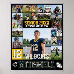Voetbalspeler Senior Night Foto Collage Sporten Poster