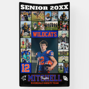 Voetbalspeler Senior Night Foto Collage Sporten Spandoek
