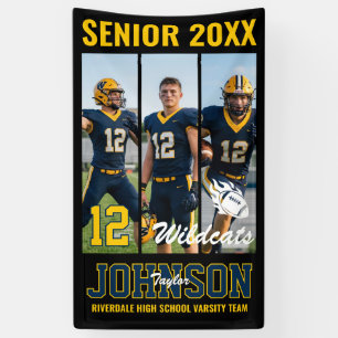 Voetbalspeler Senior Night Foto Collage Sporten Spandoek