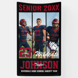 Voetbalspeler Senior Night Foto Collage Sporten Spandoek