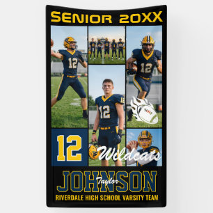 Voetbalspeler Senior Night Foto Collage Sporten Spandoek