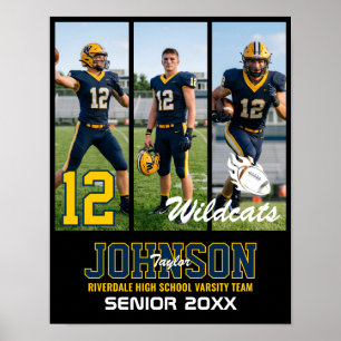Voetbalspeler Senior Night Fotocollage Sport Poster