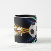 Voetbalspeler silhouet en voetbal mok (Midden)
