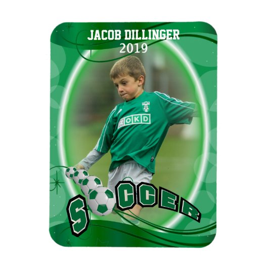 Voetbalspeler - Sjabloon voor decoratieve fotoafdr Magneet (Verticaal)