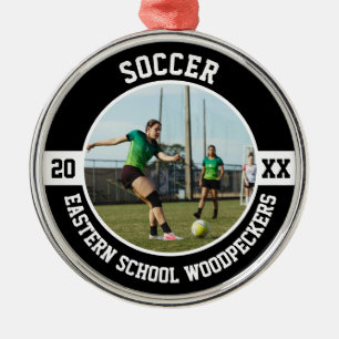 Voetbalspeler Teamsporten Middelbare School Afgest Metalen Ornament