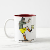 Voetbalspeler Tweekleurige Koffiemok (Links)