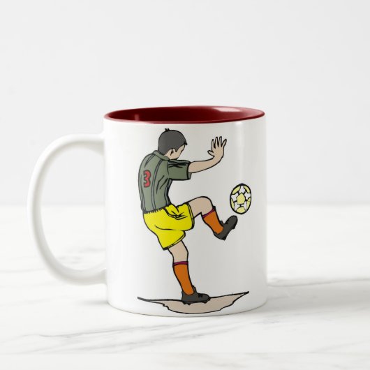 Voetbalspeler Tweekleurige Koffiemok (Links)