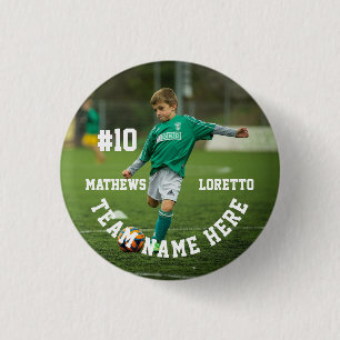 Voetbalspeler Voeg naam nummer team en foto toe Ronde Button 3,2 Cm