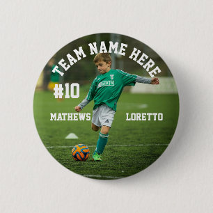 Voetbalspeler Voeg naam nummer team en foto toe Ronde Button 5,7 Cm