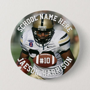 Voetbalspeler Voeg Naam Nummer Team & Foto Toe Ronde Button 7,6 Cm