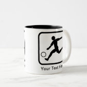 Voetbalspeler (Voetbalder) Logo Tweekleurige Koffiemok (Voorkant rechts)