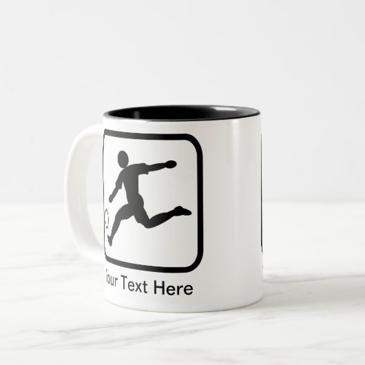 Voetbalspeler (Voetbalder) Logo Tweekleurige Koffiemok (Voorkant links)