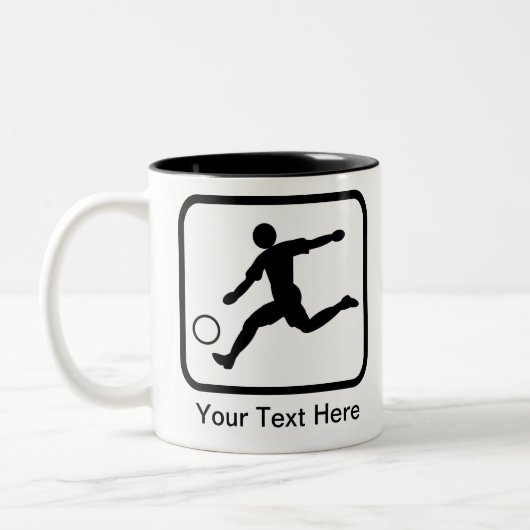  Voetbalspeler (Voetbalder) Logo Tweekleurige Koffiemok (Links)