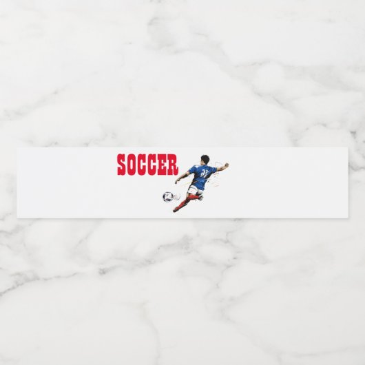 Voetbalspeler Waterfles Etiket (Enkel label)