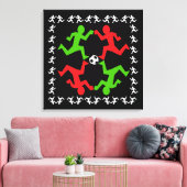 Voetbalspelers die naar het balpatroon lopen canvas afdruk (Insitu (Woonkamer))