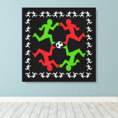 Voetbalspelers die naar het balpatroon lopen canvas afdruk (Insitu (Houten vloer))