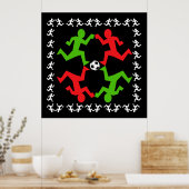 Voetbalspelers die naar het balpatroon lopen poster (Keuken)