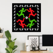 Voetbalspelers die naar het balpatroon lopen poster (Thuiskantoor)
