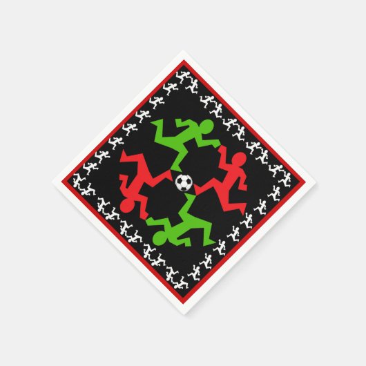 Voetbalspelers die naar het balpatroon lopen servet (Hoek)