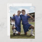 Voetbalspelers juichen briefkaart (Voorkant / Achterkant)