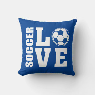 Voetbalspelers, liefdesvoetballer, blauw kussen